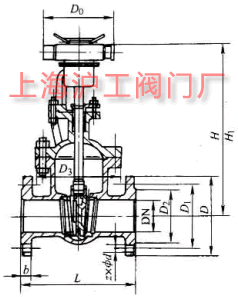 Z941H-16Q��Z941H-25Q �͵綯Шʽ����բ����Ҫ��״�����ֳߴ��ʾͼ